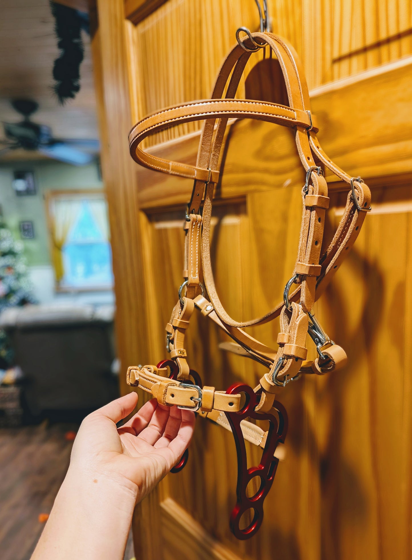 Natural Leather Hackamore Bridle